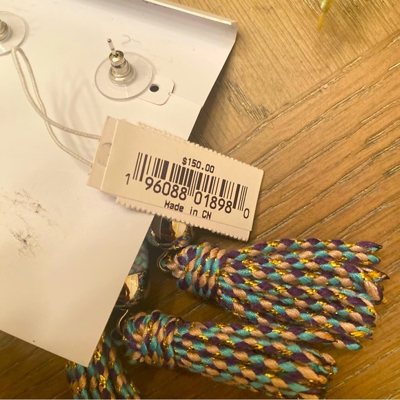 NWT Masie Statement Tassel Drop Earrings, Blue - Picture 5 of 7